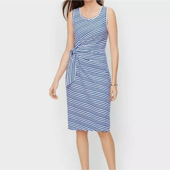 Cotton Side Tie Shift Dress Sunday Morning Stripe - Picture 1 of 8
